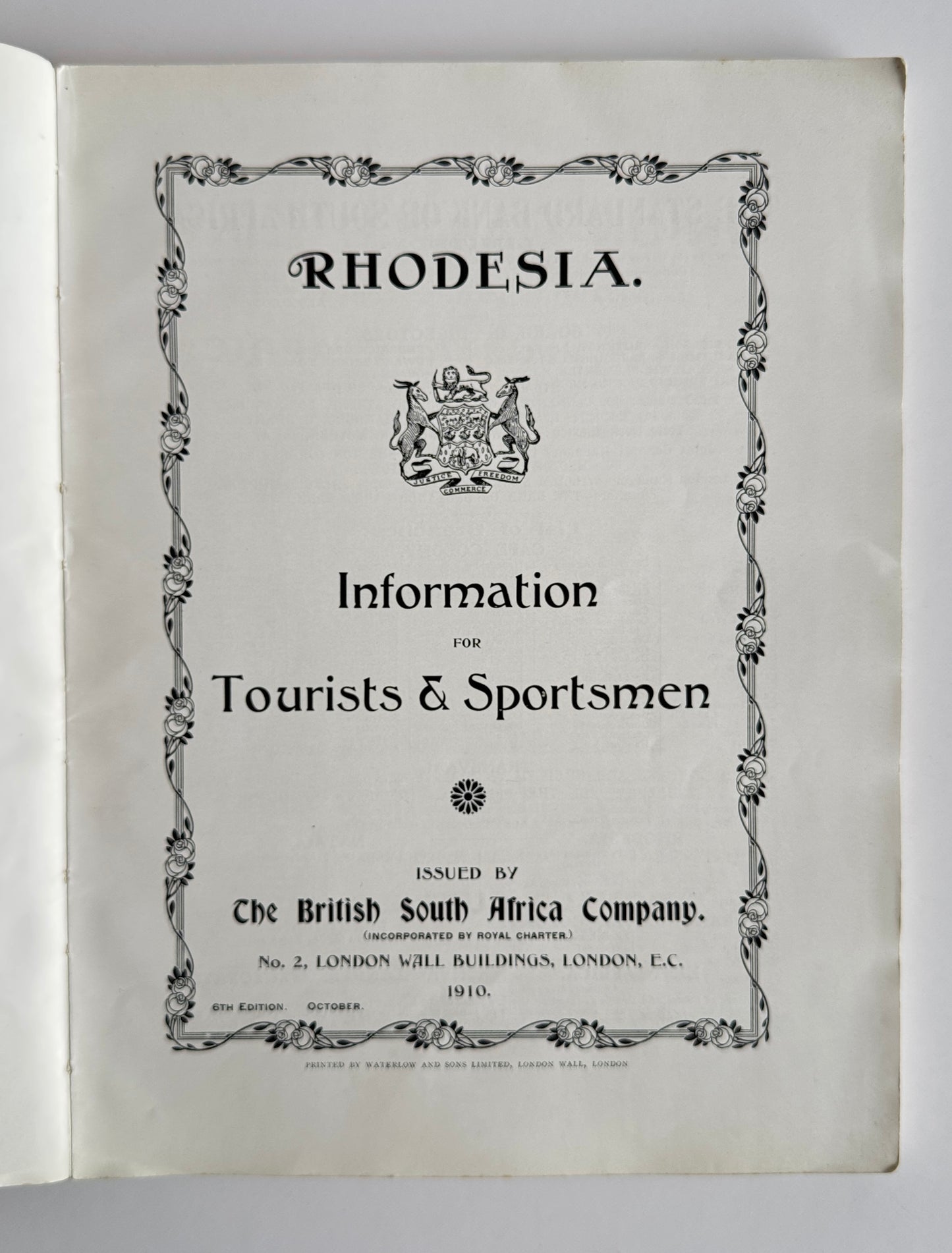 RHODESIA: Information for Tourists and Sportsmen