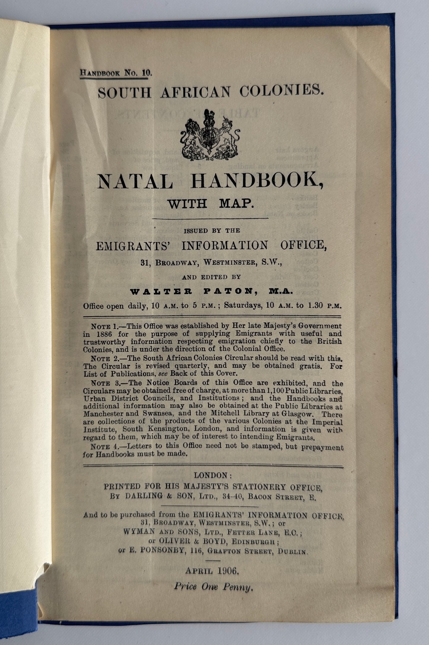 Natal Handbook With Map