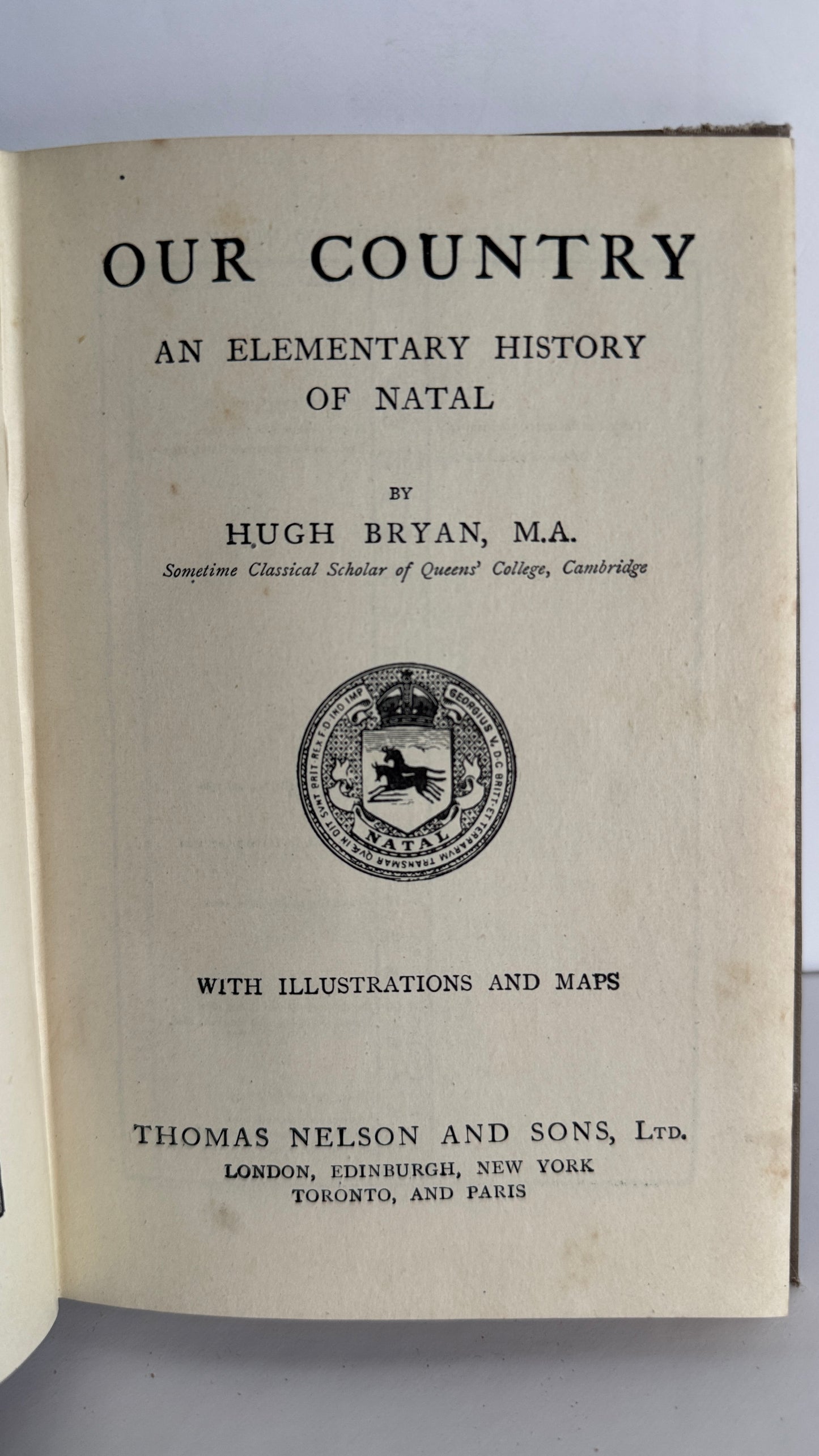 OUR COUNTRY - An Elementary History of Natal