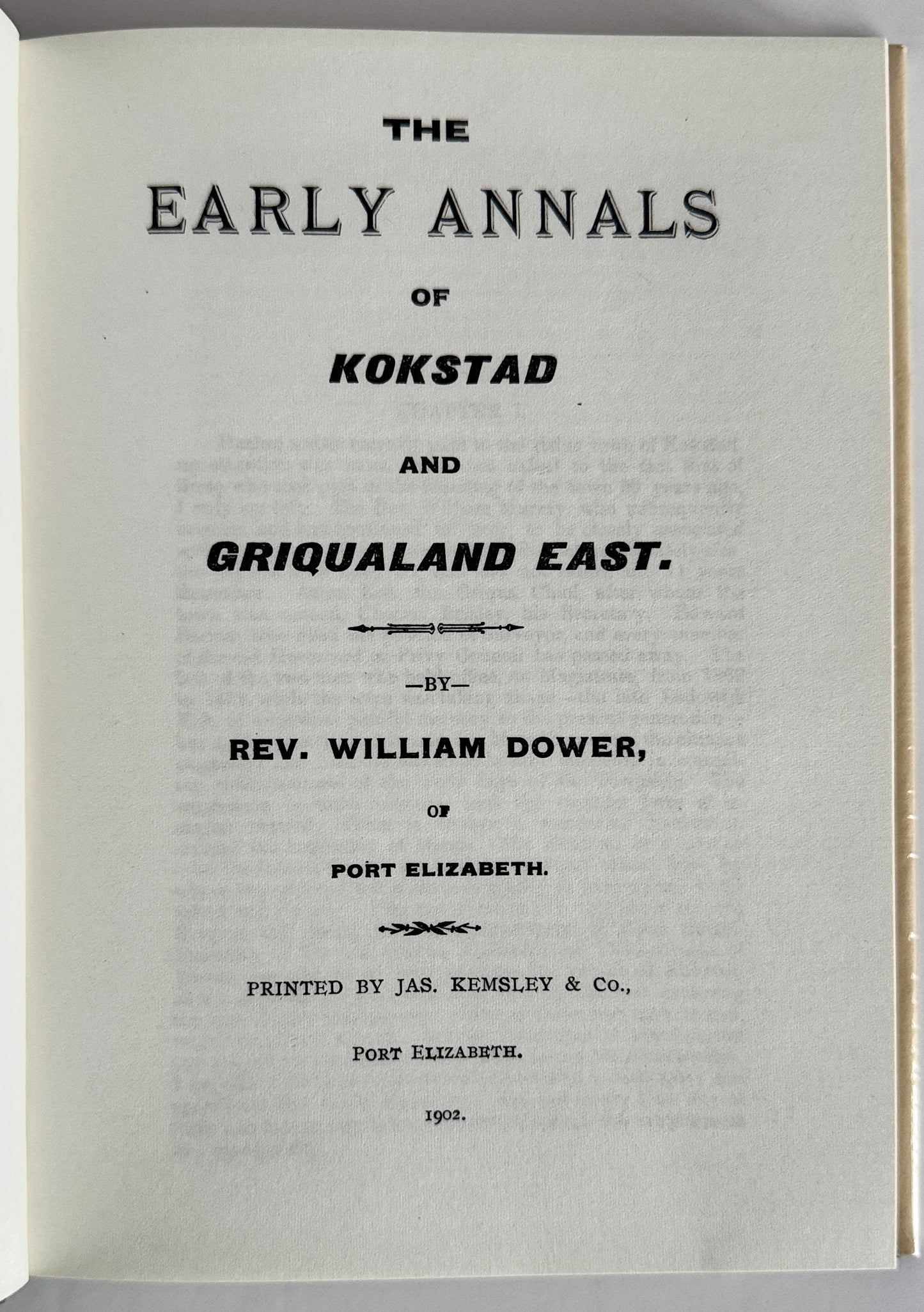 The Early Annals of Kokstad and Griqualand East