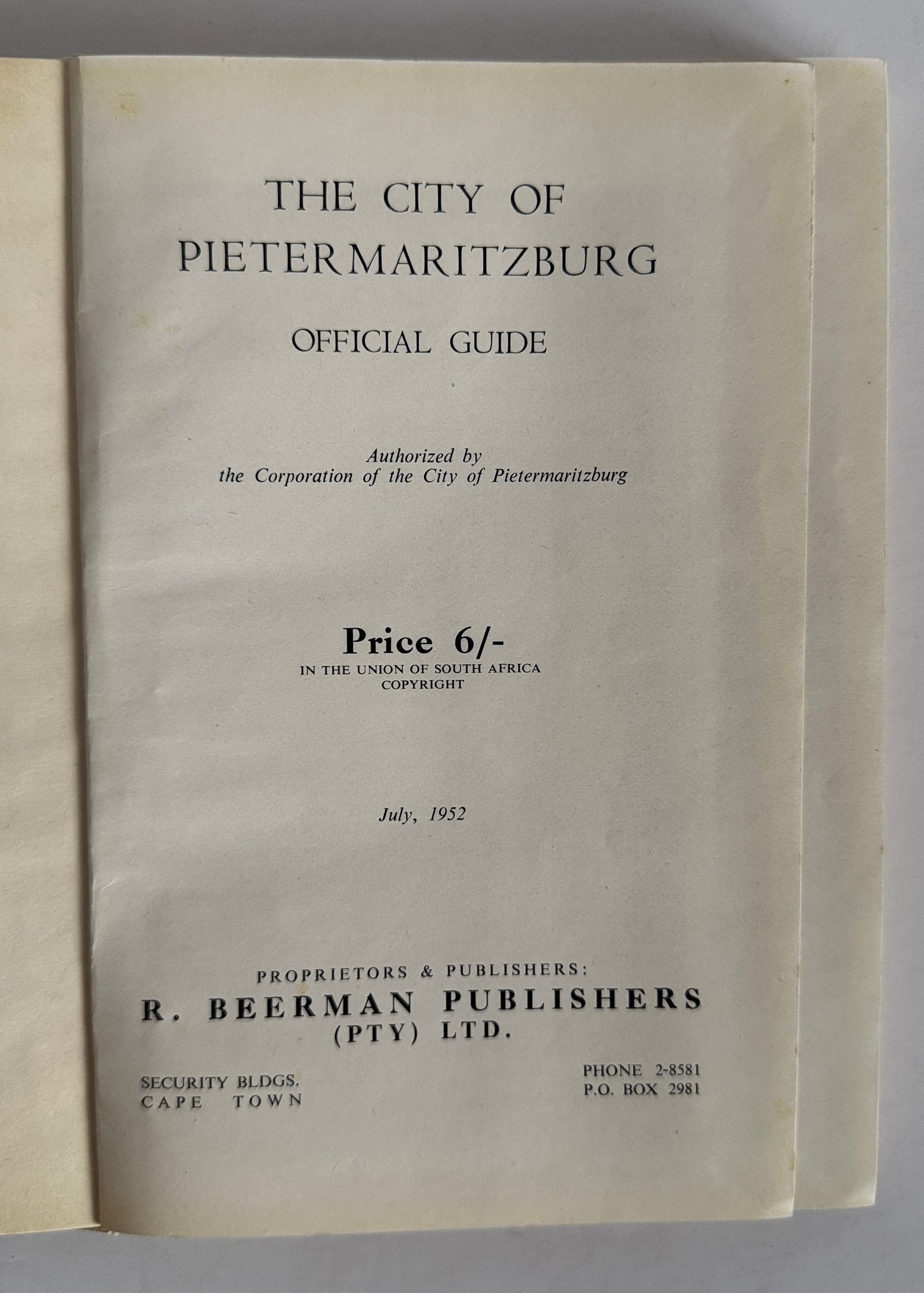 The City of Pietermaritzburg Official Guide
