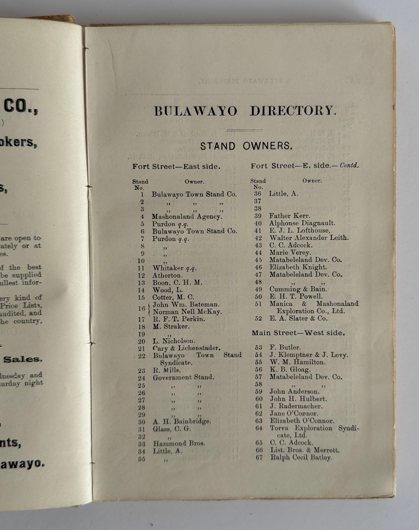 Directory of Bulawayo and Handbook of Matabeleland 1895 - 1896