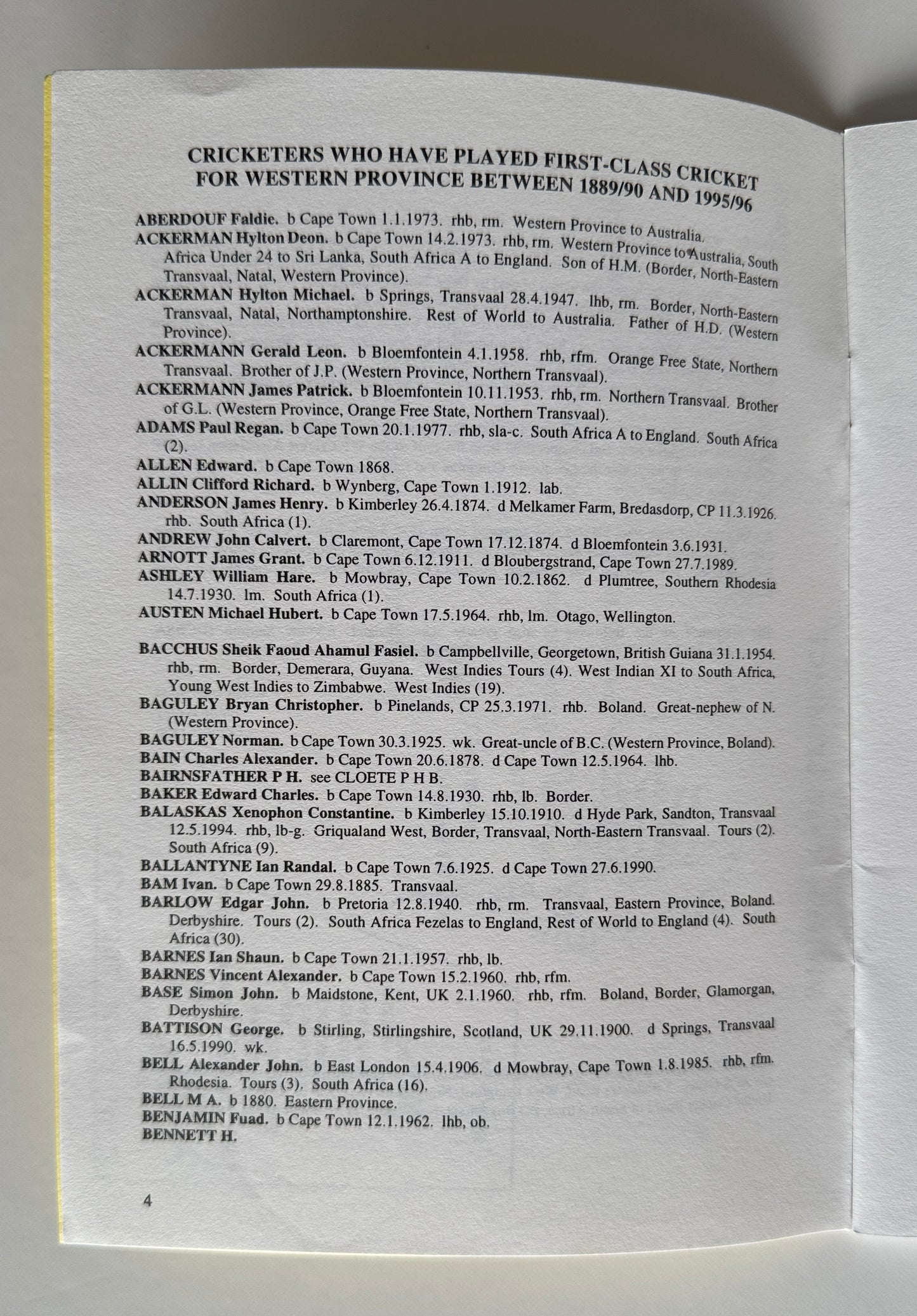 Western Province Cricketers
