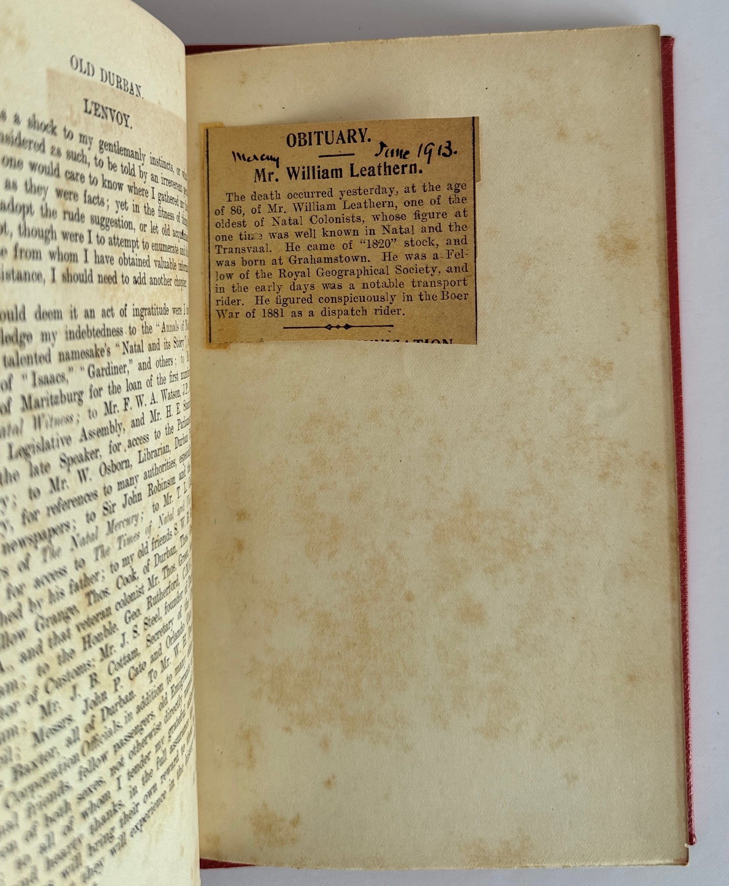 History of Old Durban (The History Of Old Durban And Reminiscences Of An Emigrant Of 1850)