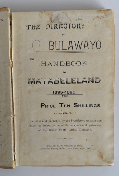 Directory of Bulawayo and Handbook of Matabeleland 1895 - 1896
