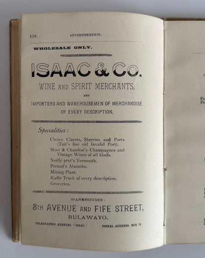 Directory of Bulawayo and Handbook of Matabeleland 1895 - 1896