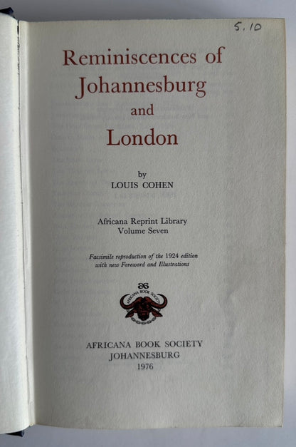 Reminiscences of Johannesburg and London