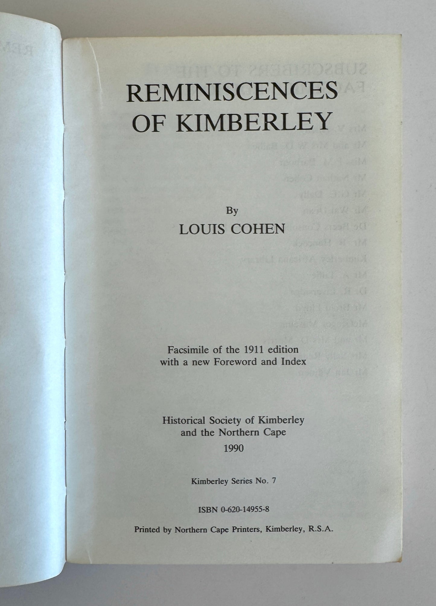 Reminiscences of Kimberley